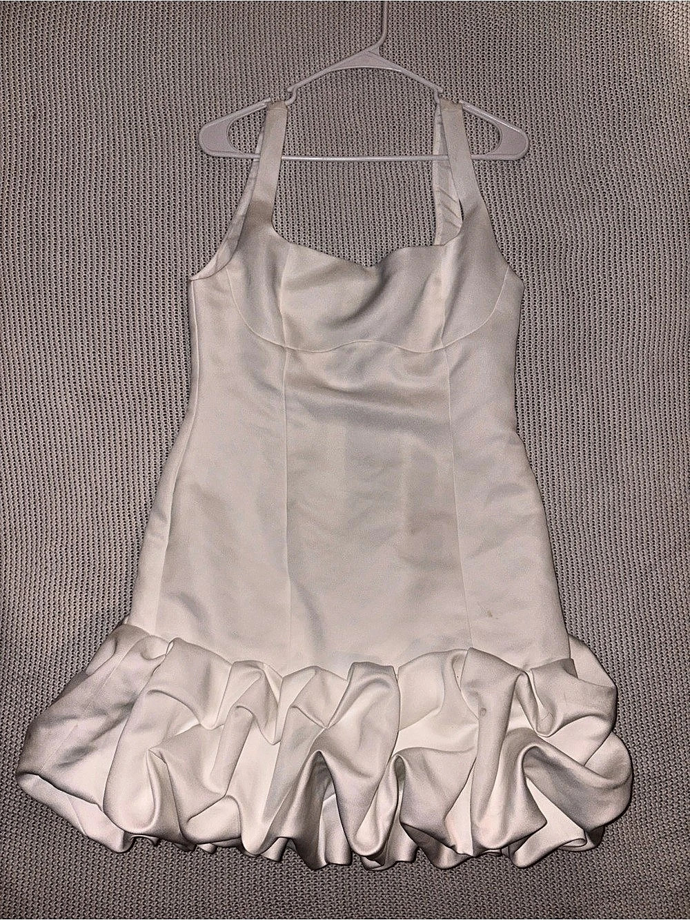 Fashion Nova Sienna Satin Mini Dress Ruffle White Size Large